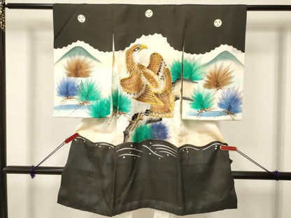 平和屋着物[]お宮参り　男の子　祝着　産着　初着　のしめ　刺繍　鷹　鷲　松文　暈し染め　金彩　逸品　DAAY3205ma