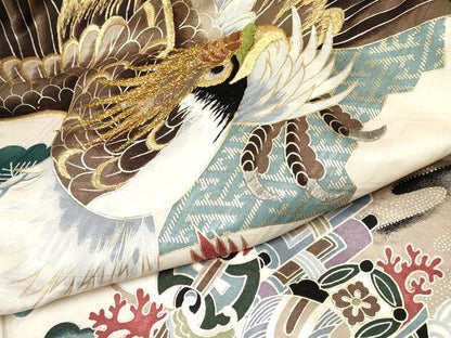 平和屋着物[]お宮参り　男の子　祝着　産着　初着　のしめ　刺繍　鷹　鷲　宝船　金銀彩　逸品　DAAY3209ma