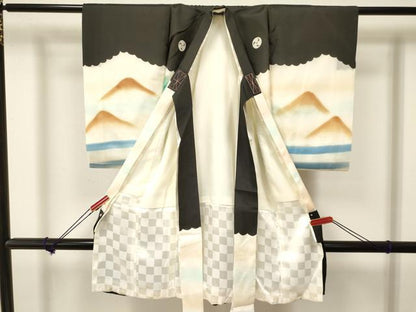 平和屋着物[]お宮参り　男の子　祝着　産着　初着　のしめ　刺繍　鷹　鷲　松文　暈し染め　金彩　逸品　DAAY3205ma