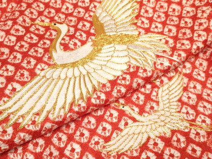 平和屋着物[]お宮参り　女の子　祝着　産着　初着　のしめ　駒刺繍　絞り　群れ鶴　逸品　DAAY3220ma