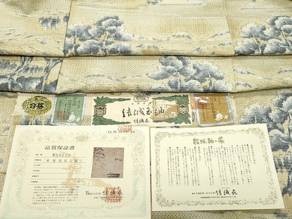平和屋着物●本場結城玉紬 80亀甲 結織苑 草木文 証紙・保証書付き 正絹 逸品 CAAZ8294vf