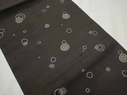 平和屋着物●九寸開き名古屋帯　刺し子　丸文　正絹　逸品　CABA1101hy