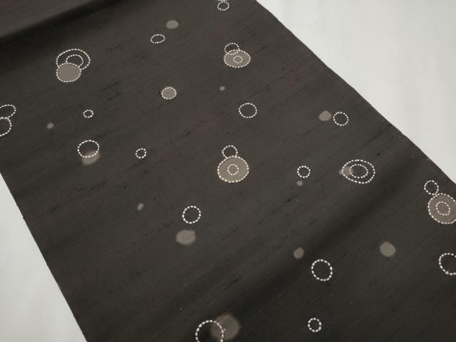 平和屋着物●九寸開き名古屋帯　刺し子　丸文　正絹　逸品　CABA1101hy