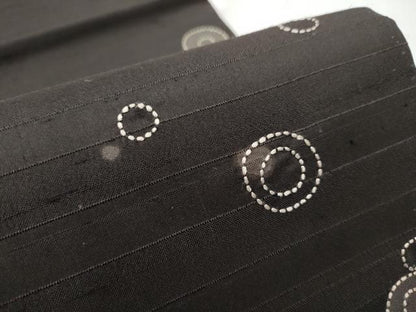 平和屋着物●九寸開き名古屋帯　刺し子　丸文　正絹　逸品　CABA1101hy