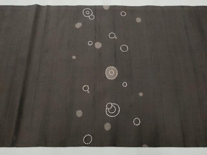 平和屋着物●九寸開き名古屋帯　刺し子　丸文　正絹　逸品　CABA1101hy
