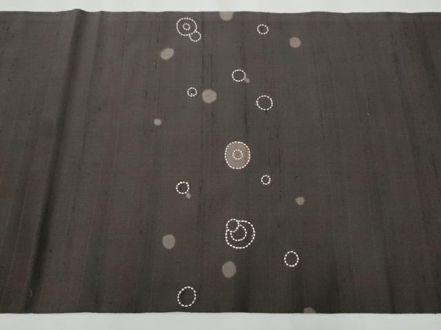 平和屋着物●九寸開き名古屋帯　刺し子　丸文　正絹　逸品　CABA1101hy