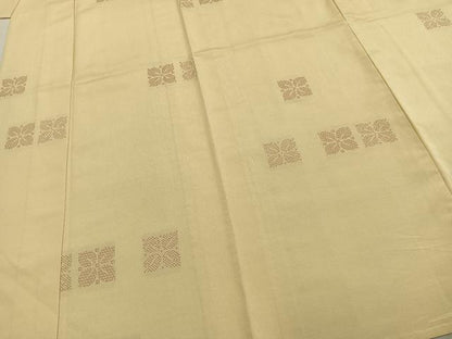 平和屋着物▽本塩沢 単衣 110亀甲 舞花文 正絹 逸品 AABD0184fy