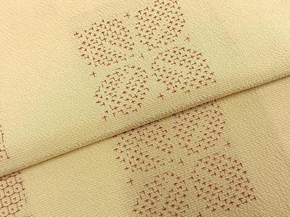 平和屋着物▽本塩沢 単衣 110亀甲 舞花文 正絹 逸品 AABD0184fy