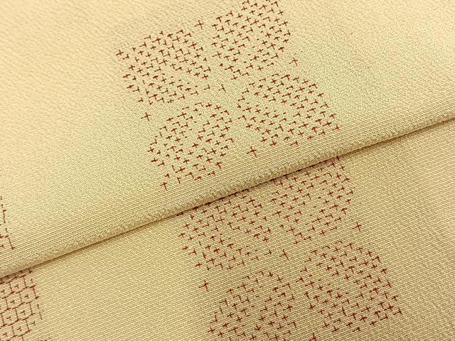 平和屋着物▽本塩沢 単衣 110亀甲 舞花文 正絹 逸品 AABD0184fy