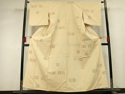 平和屋着物▽本塩沢 単衣 110亀甲 舞花文 正絹 逸品 AABD0184fy