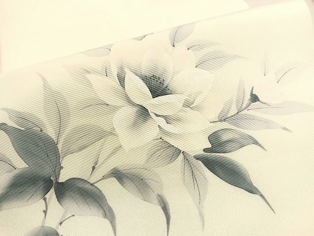 平和屋着物●塩瀬 九寸名古屋帯 作家物 手描き 枝花文 正絹 逸品 BAAV8844hv