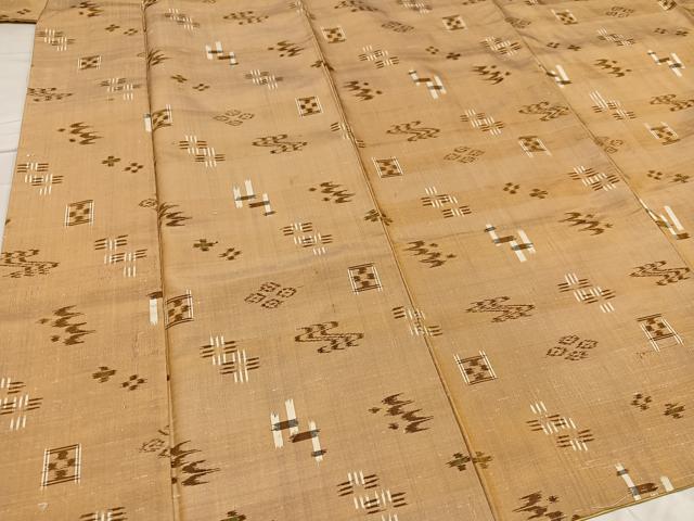 平和屋着物●本場琉球絣 紬 正絹 逸品 未使用 AABD4423ph