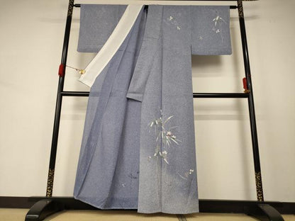 平和屋着物＊夏物 訪問着 絽 笹竹文 暈し染め 銀彩 正絹 逸品 AABD3378jd