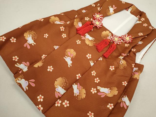 平和屋着物[]七五三　女の子　３歳　祝着　三つ身　被布セット　兎　雪輪文　洗える着物　CAAZ7036ze