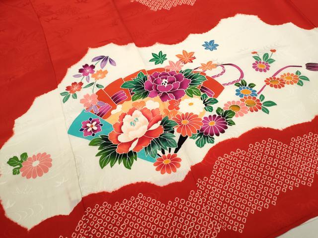 平和屋着物[]お宮参り　女の子　祝着　産着　初着　のしめ　檜扇草花文　逸品　CAAZ7045ze