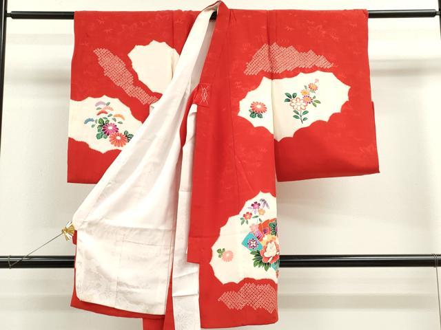 平和屋着物[]お宮参り　女の子　祝着　産着　初着　のしめ　檜扇草花文　逸品　CAAZ7045ze