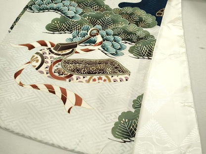 平和屋着物[]お宮参り　男の子　祝着　産着　初着　のしめ　駒刺繍　鷹　鼓吉祥松文　逸品　CAAZ7046ze