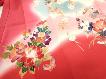 平和屋着物[]お宮参り　女の子　祝着　産着　初着　のしめ　駒刺繍　草花舞蝶文　暈し染め　逸品　CAAZ7043ze