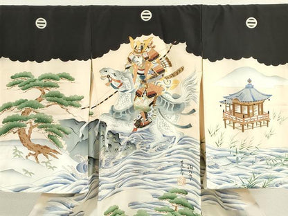平和屋着物[]お宮参り　男の子　祝着　産着　初着　のしめ　駒刺繍　戦　金彩　逸品　CAAZ7052ze