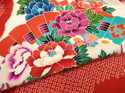 平和屋着物[]お宮参り　女の子　祝着　産着　初着　のしめ　檜扇草花文　逸品　CAAZ7045ze