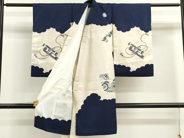 平和屋着物[]お宮参り　男の子　祝着　産着　初着　のしめ　龍　兜　宝尽くし花唐草文　金彩　逸品　CAAZ7042ze