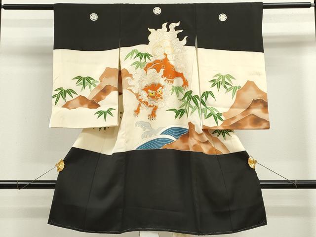 平和屋着物[]お宮参り　女の子　祝着　産着　初着　のしめ　駒刺繍　唐獅子笹文　金彩　逸品　CAAZ7039ze