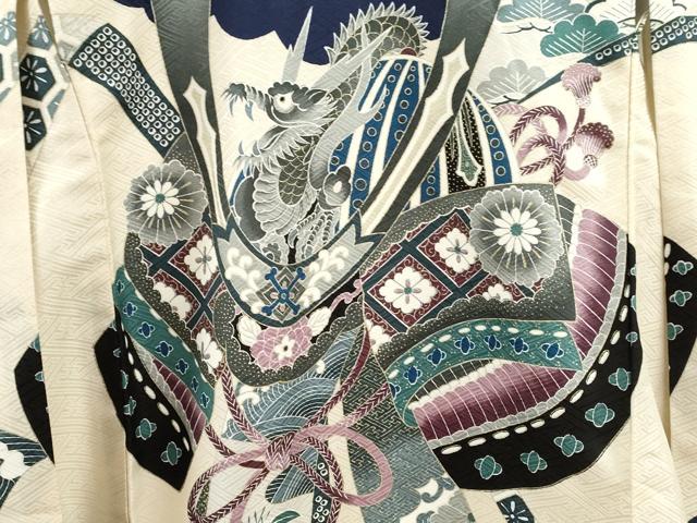 平和屋着物[]お宮参り　男の子　祝着　産着　初着　のしめ　龍　兜　宝尽くし花唐草文　金彩　逸品　CAAZ7042ze