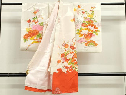 平和屋着物[]お宮参り　女の子　祝着　産着　初着　のしめ　花車舞蝶文　金彩　逸品　CAAZ7053ze