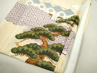 平和屋着物＊夏物 お宮参り 男の子 祝着 産着 初着 のしめ 絽 駒刺繍 鷹 船 立波風景文 逸品 CAAZ7041ze