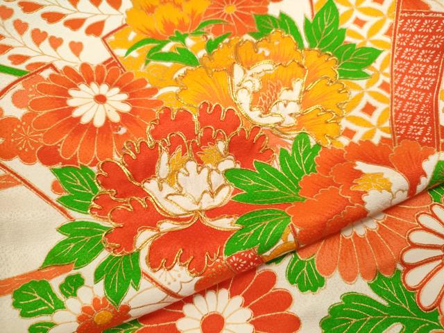 平和屋着物[]お宮参り　女の子　祝着　産着　初着　のしめ　駒刺繍　折り鶴吉祥草花文　金彩　逸品　CAAZ7049ze