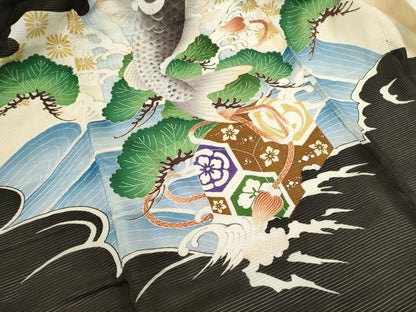 平和屋着物＊夏物 お宮参り 男の子 祝着 産着 初着 のしめ 絽 刺繍 鯉の滝登り 金銀彩 逸品 CAAZ7048ze