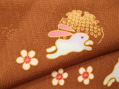 平和屋着物[]七五三　女の子　３歳　祝着　三つ身　被布セット　兎　雪輪文　洗える着物　CAAZ7036ze