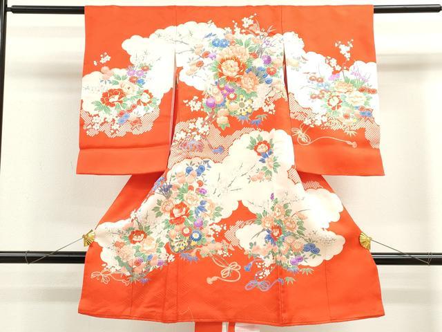 平和屋着物[]お宮参り　女の子　祝着　産着　初着　のしめ　駒刺繍　花車文　金彩　逸品　CAAZ7050ze