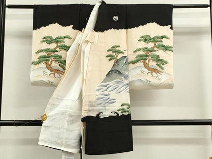 平和屋着物[]お宮参り　男の子　祝着　産着　初着　のしめ　駒刺繍　戦　金彩　逸品　CAAZ7052ze