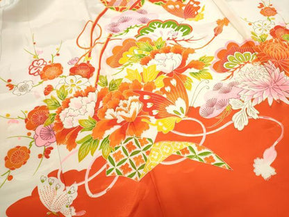 平和屋着物[]お宮参り　女の子　祝着　産着　初着　のしめ　花車舞蝶文　金彩　逸品　CAAZ7053ze