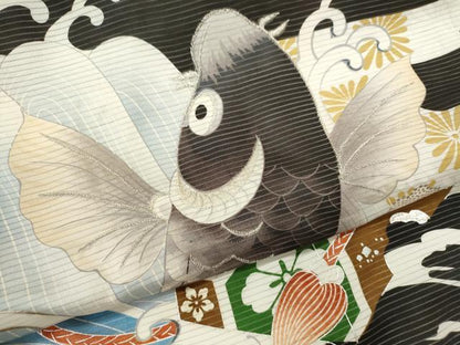 平和屋着物＊夏物 お宮参り 男の子 祝着 産着 初着 のしめ 絽 刺繍 鯉の滝登り 金銀彩 逸品 CAAZ7048ze
