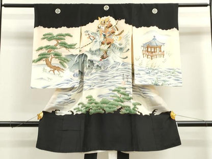 平和屋着物[]お宮参り　男の子　祝着　産着　初着　のしめ　駒刺繍　戦　金彩　逸品　CAAZ7052ze