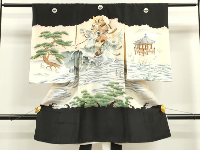 平和屋着物[]お宮参り　男の子　祝着　産着　初着　のしめ　駒刺繍　戦　金彩　逸品　CAAZ7052ze