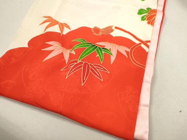 平和屋着物[]お宮参り　女の子　祝着　産着　初着　のしめ　駒刺繍　鼓草花文　金彩　逸品　CAAZ7040ze
