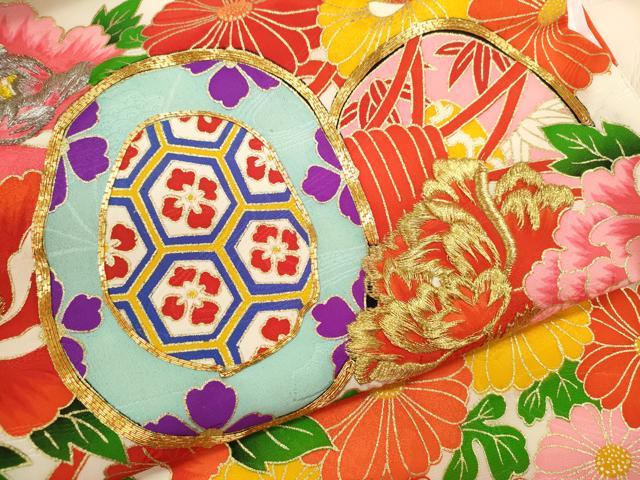平和屋着物[]お宮参り　女の子　祝着　産着　初着　のしめ　駒刺繍　鼓草花文　金彩　逸品　CAAZ7040ze