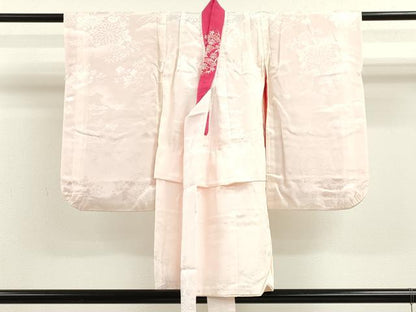 平和屋着物[]七五三　女の子　３歳　祝着　三つ身　長襦袢セット　駒刺繍　絞り　鴛鴦草花文　金銀彩　逸品　CAAZ7051ze