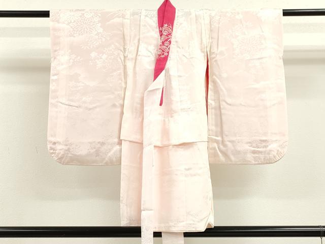 平和屋着物[]七五三　女の子　３歳　祝着　三つ身　長襦袢セット　駒刺繍　絞り　鴛鴦草花文　金銀彩　逸品　CAAZ7051ze