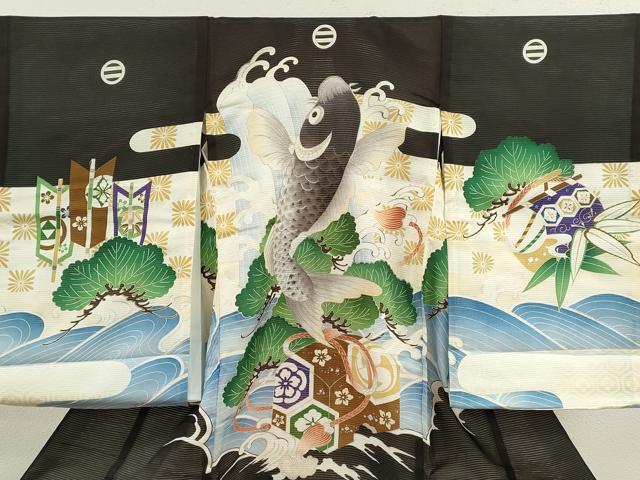 平和屋着物＊夏物 お宮参り 男の子 祝着 産着 初着 のしめ 絽 刺繍 鯉の滝登り 金銀彩 逸品 CAAZ7048ze