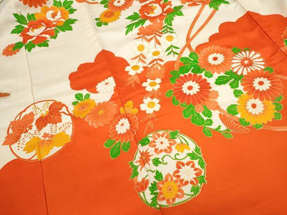 平和屋着物[]お宮参り　女の子　祝着　産着　初着　のしめ　駒刺繍　折り鶴吉祥草花文　金彩　逸品　CAAZ7049ze