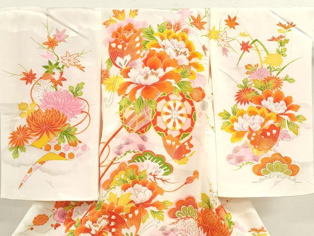 平和屋着物[]お宮参り　女の子　祝着　産着　初着　のしめ　花車舞蝶文　金彩　逸品　CAAZ7053ze