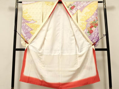 平和屋着物[]七五三　女の子　７歳　祝着　四つ身　刺繍　絞り　熨斗御所車花文　金彩　逸品　DAAY3253ma