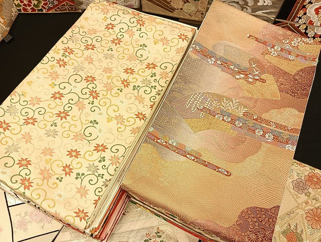 平和屋着物■袋帯 西陣 まとめて100点 向かい鶴 孔雀羽 蝶 花柄 七宝 正倉院 佐賀錦 金銀糸 など 未使用品あり 全て正絹 mmm025