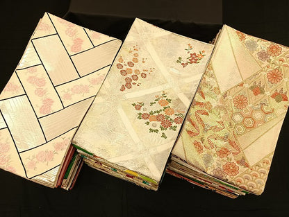 平和屋着物■袋帯 西陣 まとめて100点 向かい鶴 孔雀羽 蝶 花柄 七宝 正倉院 佐賀錦 金銀糸 など 未使用品あり 全て正絹 mmm025