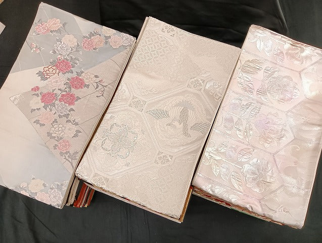 平和屋着物■袋帯 西陣 まとめて100点 向かい鳳凰 孔雀羽 蝶 松竹梅 更紗 花柄 正倉院 金銀糸 など 未使用品あり 全て正絹 mmm035
