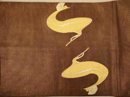 平和屋着物◎太鼓柄袋帯　冠鶴　金糸　正絹　逸品　AABC8557dt